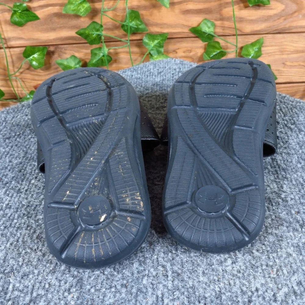 Under Armour Ignite VI Unisex Kids Sandal Size 2‎ Athletic Slide Black Synthetic